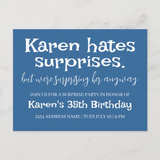 Grappig Haat Surprises Feest Modern Meer Details Briefkaart (Voorkant)