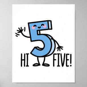 Grappig hallo vijf! Hallo Hoge Hand € Wave Number Poster