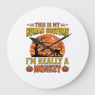 Grappig Halloween Aap Mens Kostuum Shirt Ontwerp_ Grote Klok