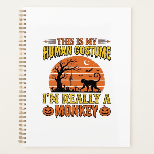 Grappig Halloween Aap Mens Kostuum Shirt Ontwerp_ Planner (Voorkant)