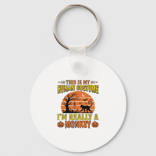 Grappig Halloween Aap Mens Kostuum Shirt Ontwerp_ Sleutelhanger