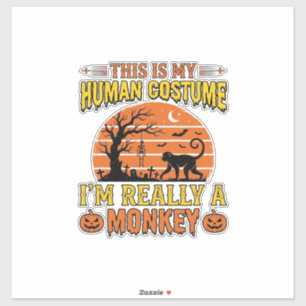 Grappig Halloween Aap Mens Kostuum Shirt Ontwerp_ Sticker