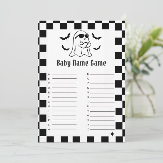 Grappig Halloween Baby naam spel Kaart (Staand voorkant)