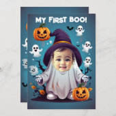 Grappig Halloween baby spook zet gezicht in het ga Kaart (Voorkant / Achterkant)