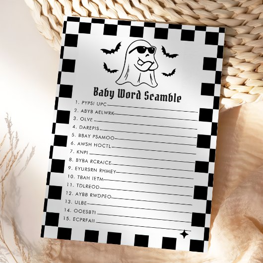 Grappig Halloween Baby Word Scamble Game Kaart