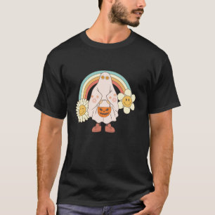 Grappig Halloween boek groovy geest mooie pompoen T-shirt