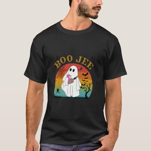 Grappig Halloween Boo Ghost Kostuum Boojee Retro B T-shirt (Voorkant)