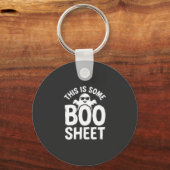 Grappig Halloween Boo Laken Spook Ontwerp_1 Sleutelhanger (Voorkant)