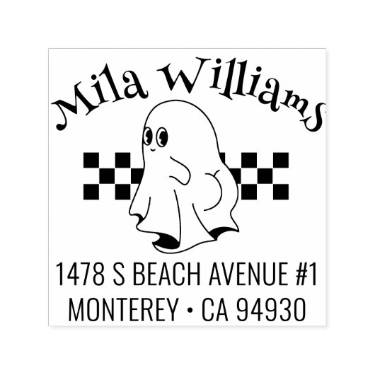 Grappig Halloween Bootiful Ghost Retouradres Zelfinktende Stempel (Design)