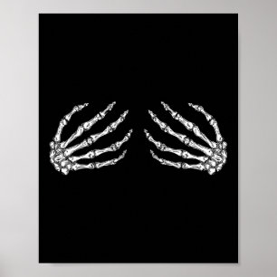 Grappig Halloween Borstkostuum Leuk Skeleton Hande Poster