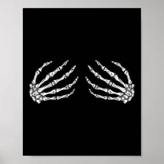 Grappig Halloween Borstkostuum Leuk Skeleton Hande Poster (Voorkant)