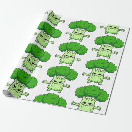 Grappig Halloween broccoli monster Cadeaupapier