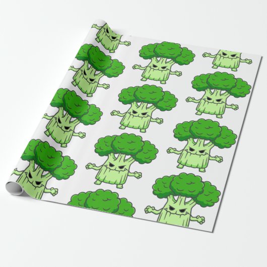 Grappig Halloween broccoli monster Cadeaupapier (Uitgerold)