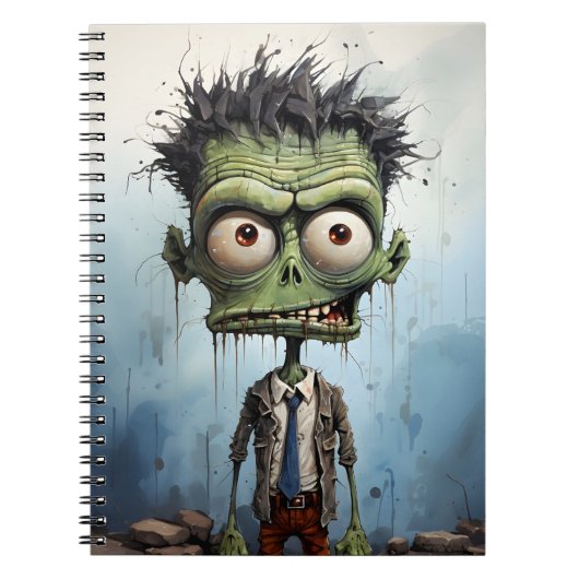Grappig Halloween Cartoon Creepy Zombie Notitieboek (Voorkant)