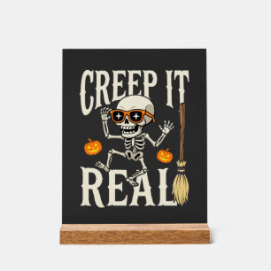 Grappig Halloween Creep It Real Dansend Skelet Des Acryl Bord