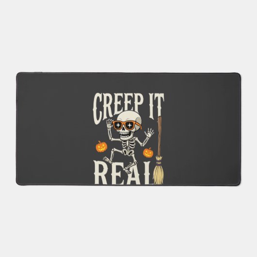 Grappig Halloween Creep It Real Dansend Skelet Ont Bureaumat (Voorkant)