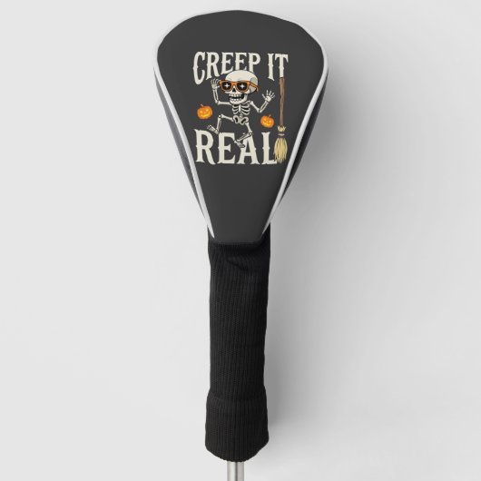 Grappig Halloween Creep It Real Dansend Skelet Ont Golfheadcover (Voorkant)
