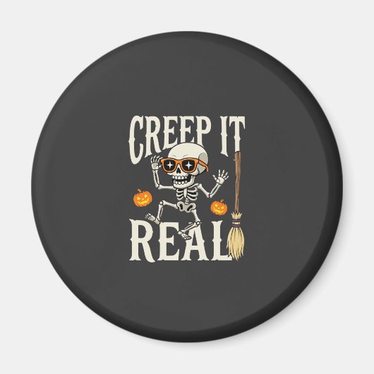 Grappig Halloween Creep It Real Dansend Skelet Ont Magneet (Voorkant)
