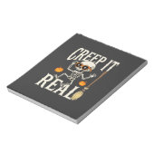 Grappig Halloween Creep It Real Dansend Skelet Ont Notitieblok (Linkerzijde)