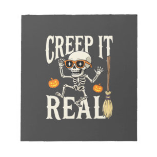 Grappig Halloween Creep It Real Dansend Skelet Ont Notitieblok