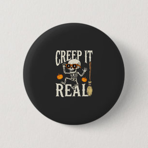Grappig Halloween Creep It Real Dansend Skelet Ont Ronde Button 5,7 Cm