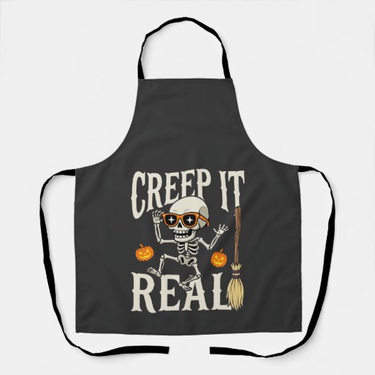 Grappig Halloween Creep It Real Dansend Skelet Ont Schort (Voorkant)