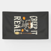 Grappig Halloween Creep It Real Dansend Skelet Ont Spandoek (Horizontaal)