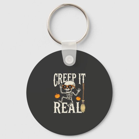 Grappig Halloween Creep It Real Dansende Skelet De Sleutelhanger (Voorkant)
