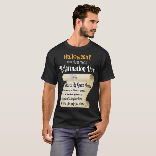 Grappig halloween dat je moet zeggen: Hervormingsd T-shirt (Voorkant volledig)