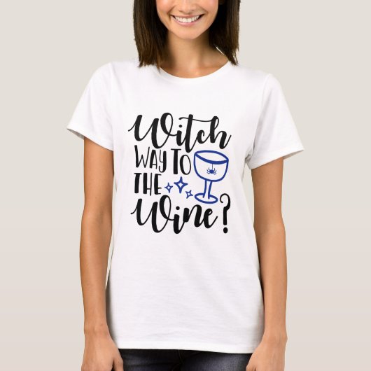 Grappig Halloween Design Spooky Heks Wijn Kostuum T-shirt (Voorkant)