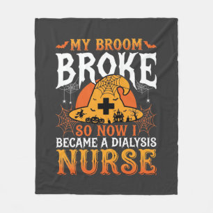 Grappig Halloween Dialyse Verpleegster Heks Bezems Fleece Deken