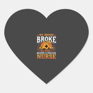 Grappig Halloween Dialyse Verpleegster Heks Bezems Hart Sticker