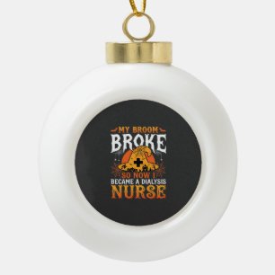 Grappig Halloween Dialyse Verpleegster Heks Bezems Keramische Bal Ornament