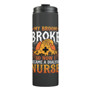 Grappig Halloween Dialyse Verpleegster Heks Bezems Thermosbeker