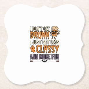 Grappig Halloween Drinken Minder Klasse Shirt Ontw Kartonnen Onderzetters