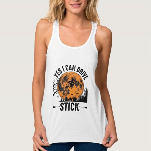 Grappig Halloween Drive Stick Heks Vintage Shirt D (Voorkant)