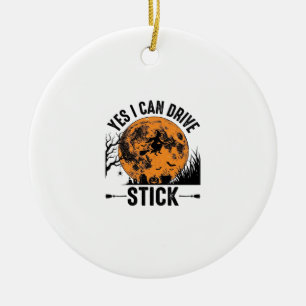 Grappig Halloween Drive Stick Heks Vintage T-shirt Keramisch Ornament
