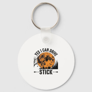 Grappig Halloween Drive Stick Heksen Vintage T-shi Sleutelhanger