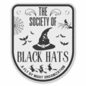 Grappig Halloween feest zwart pet heks bezemsteel Sticker (Voorkant)