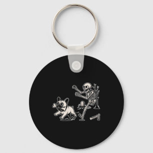 Grappig Halloween Franse Bulldog Skeleton Soky Sei Sleutelhanger