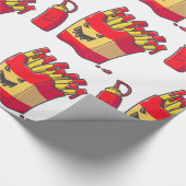 Grappig Halloween frietmonster Cadeaupapier (Hoek)