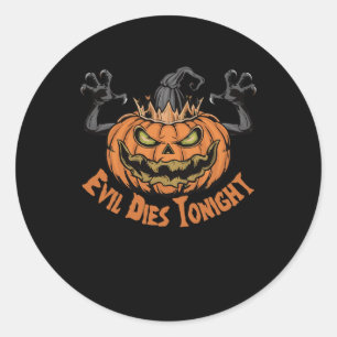 Grappig Halloween-Gezegde Het Kwaad Overlijdt Vana Ronde Sticker
