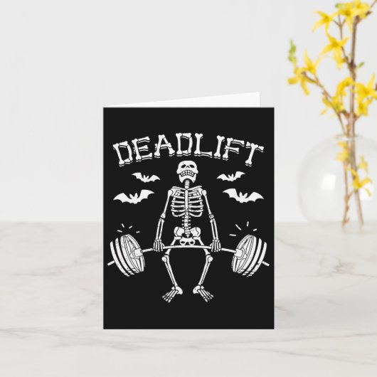 Grappig Halloween Gezegde Skelet Barbell Gym Worko Kaart (Gele Bloem)
