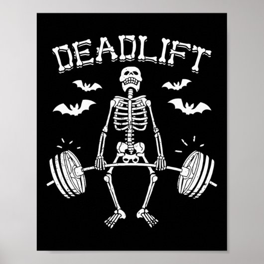 Grappig Halloween Gezegde Skelet Barbell Gym Worko Poster (Voorkant)