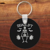 Grappig Halloween Gezegde Skelet Barbell Gym Worko Sleutelhanger (Voorkant)