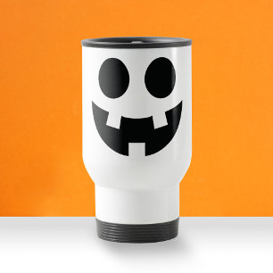 Grappig Halloween Gezicht Bumkin Glimlach Reisbeker