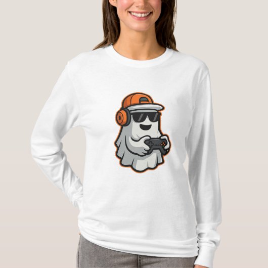 Grappig Halloween Ghost Gamer Pixel Video T-shirt (Voorkant)