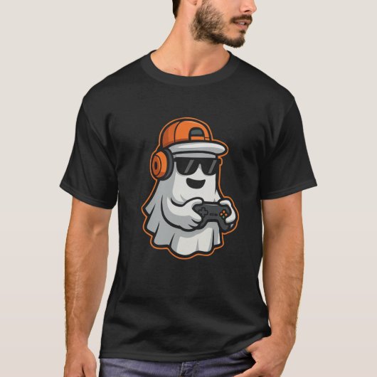 Grappig Halloween Ghost Gamer Pixel Video T-shirt (Voorkant)