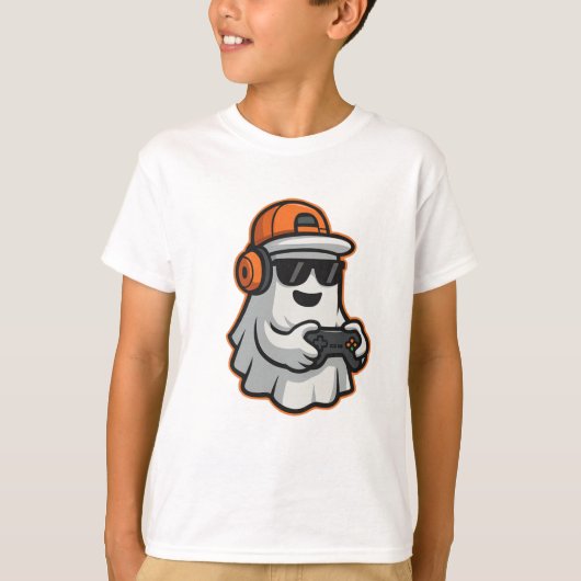 Grappig Halloween Ghost Gamer Pixel Video T-shirt (Voorkant)