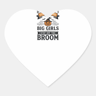 Grappig Halloween Grote Meisjes Bezem Vintage Shir Hart Sticker
